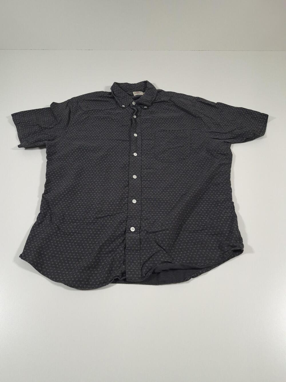 Faherty Shirt Mens L Gray Geometric Short Sleeve Button Up Lightweight FLAW